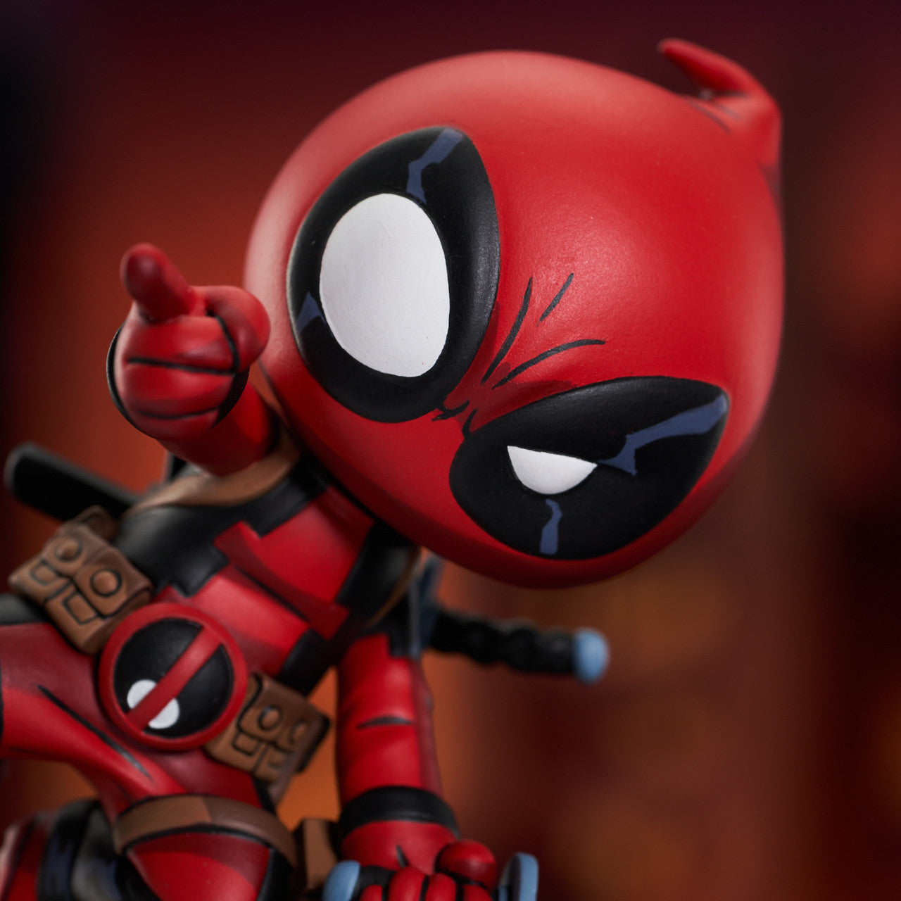 Marvel Animated Style Deadpool Jumping Statue